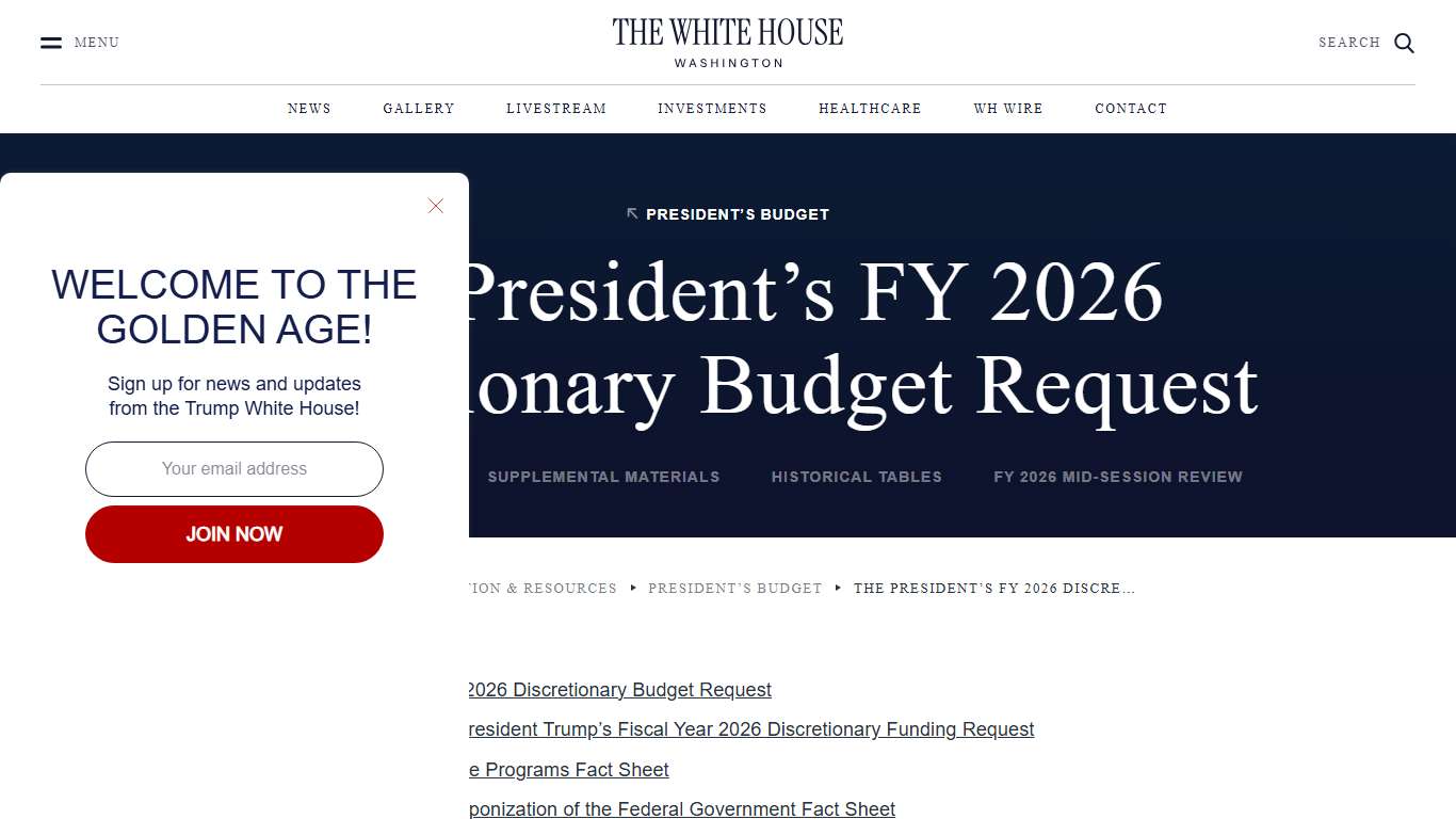 The President’s FY 2026 Discretionary Budget Request – OMB – The White House