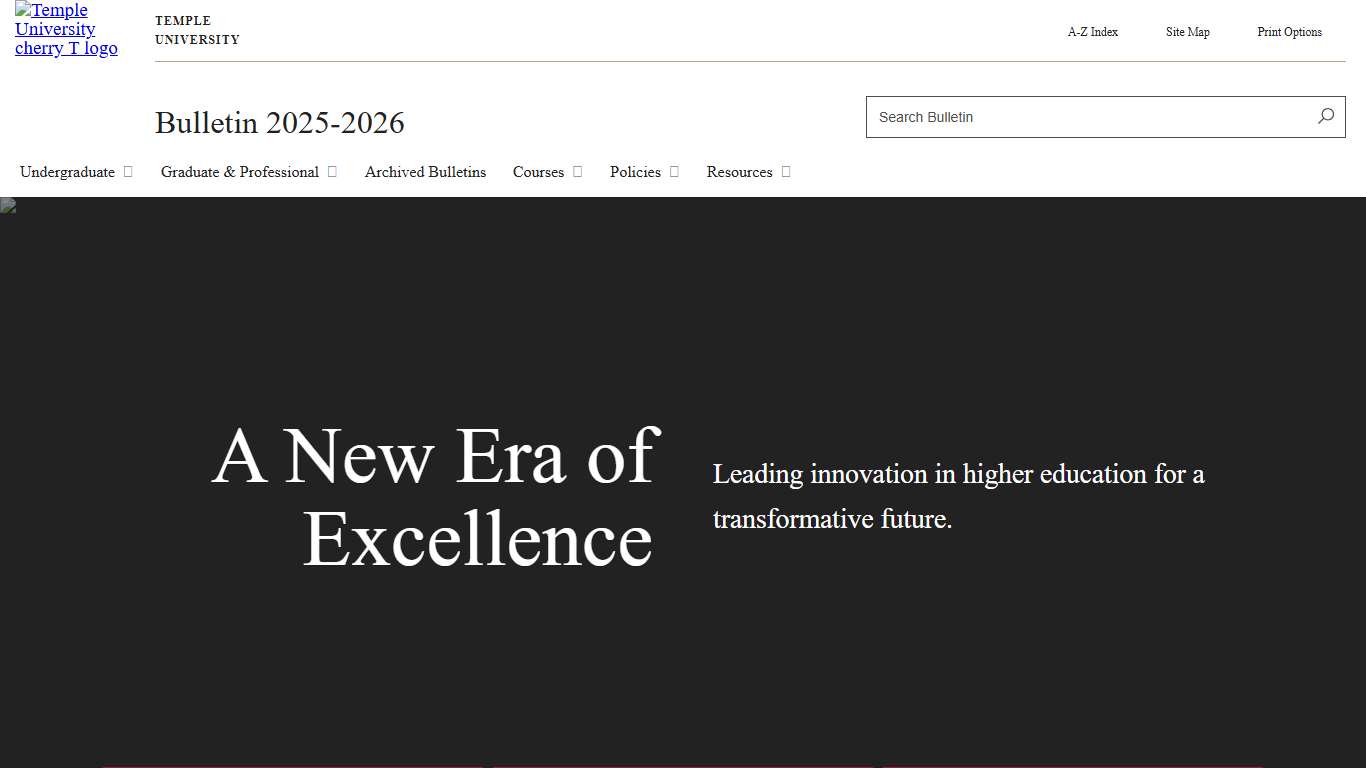 Temple Bulletins 2025-2026 Temple University Bulletin